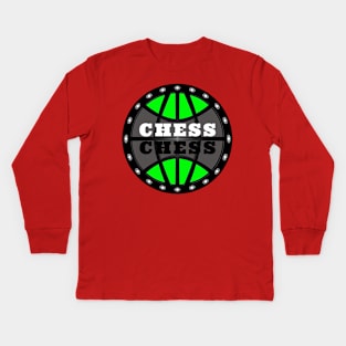 Chess Logo in Black, White and Green Kids Long Sleeve T-Shirt